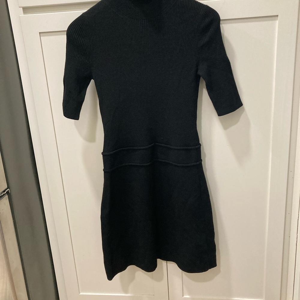 Theory Black Wool Mini Dress